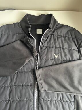 Callaway Men’s Black Quilted Puffer Jacket with Knit Sleeves